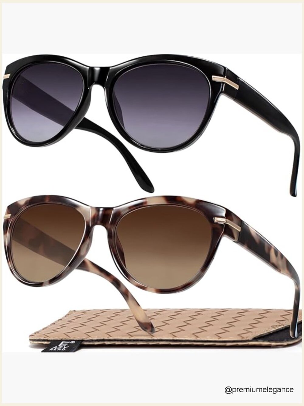 2 Pack Fashion Sunglasses UV400 Protection Vintage Frame Metal Hinge